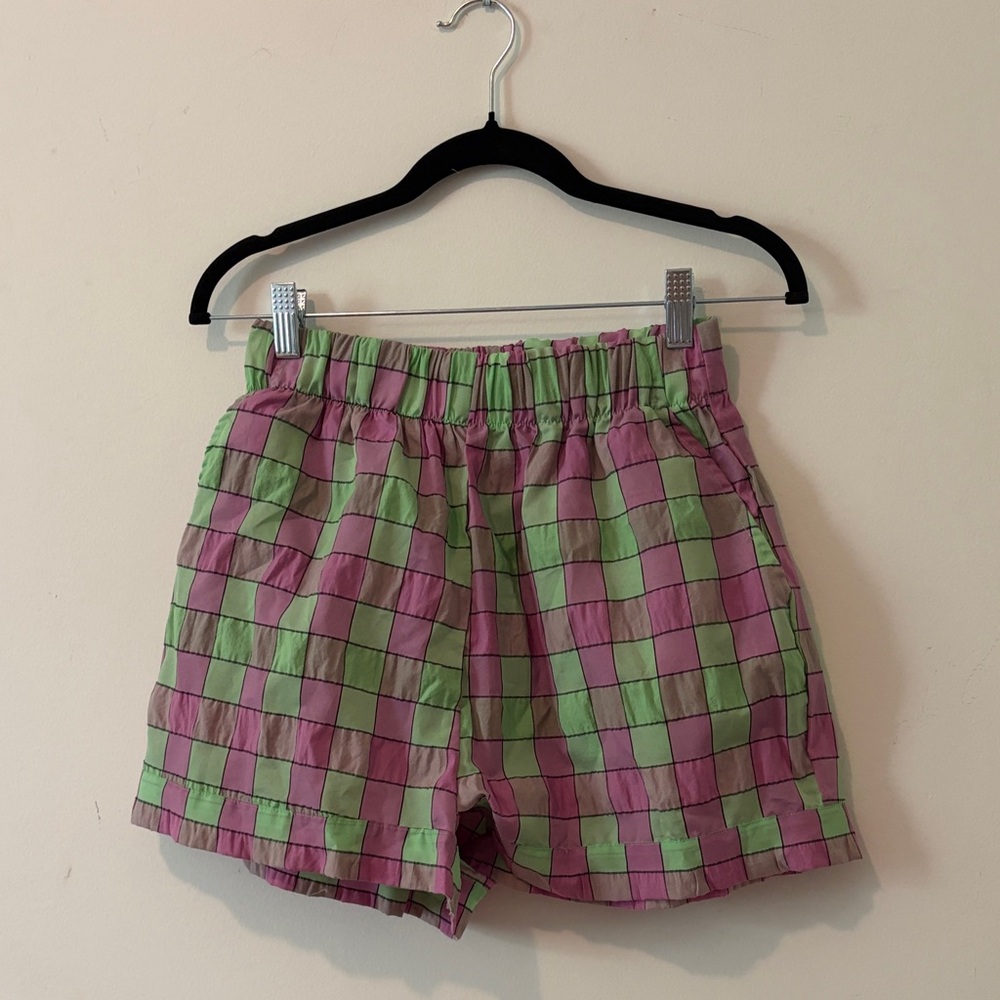 Free People Plaid Purple & Green Matching Set - Picture 3 of 4